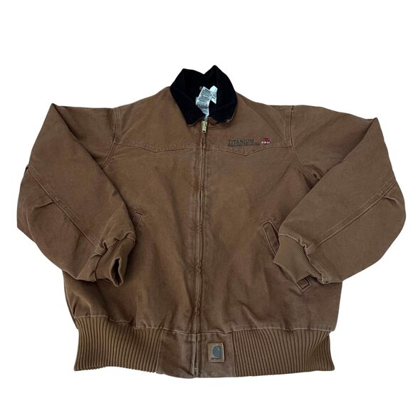 Vtg Carhartt Santa Fe Jacket Mens XL Brown J14 Faded Canvas Quilted 90s - Picture 1 of 16
